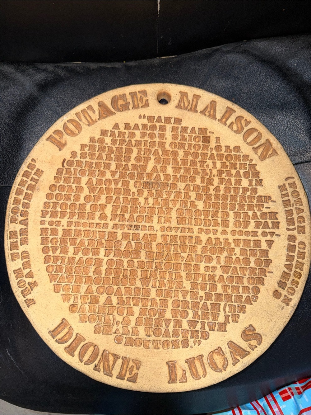Potage Maison Round Wall Plaque/Trivet - Bennington Pottery